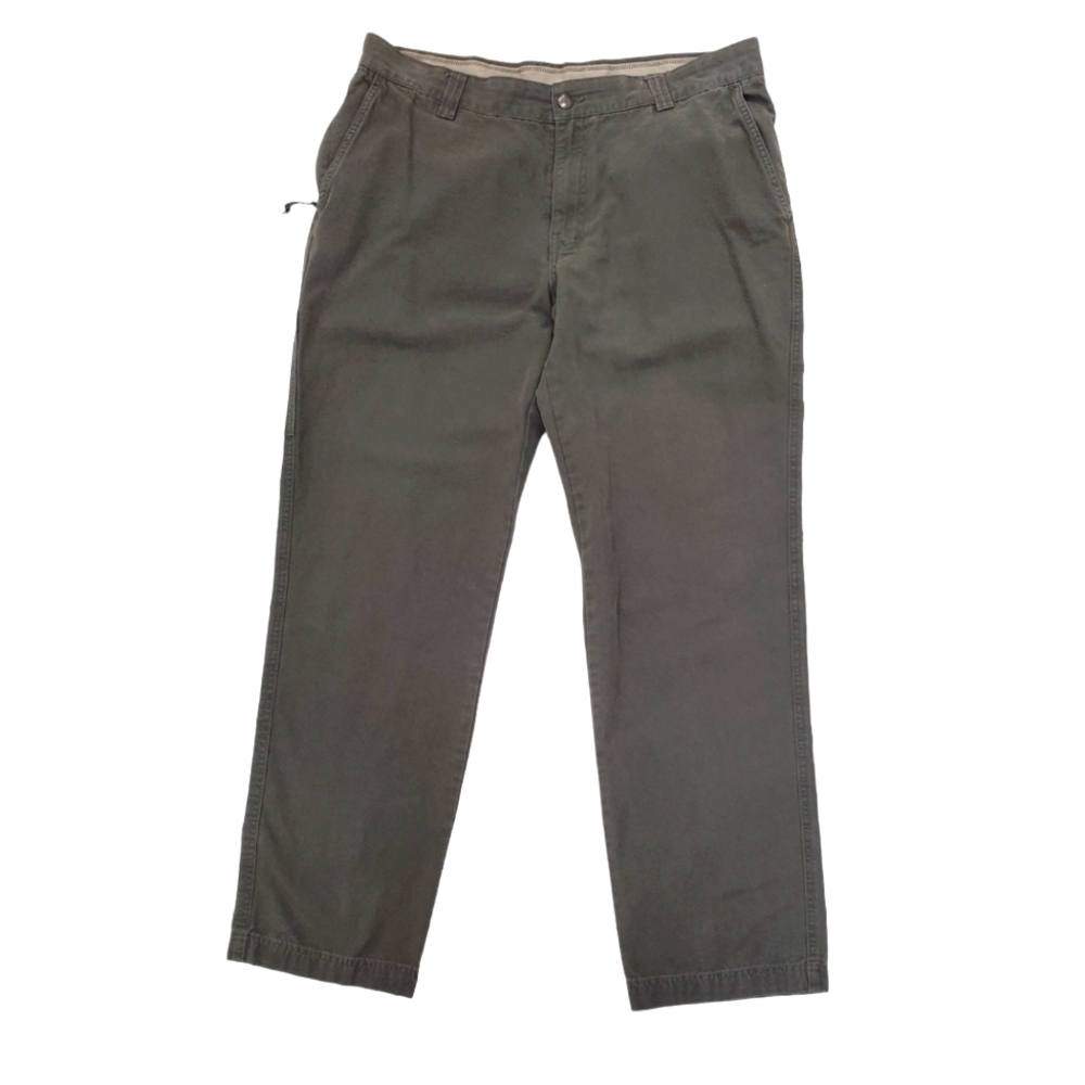 Columbia pants men's sz 38 x 32 army green canvas cargo hook & loop back pockets